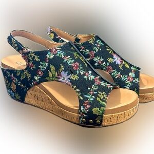 Corkys Carley Wedge Limited Edition Black Brocade
